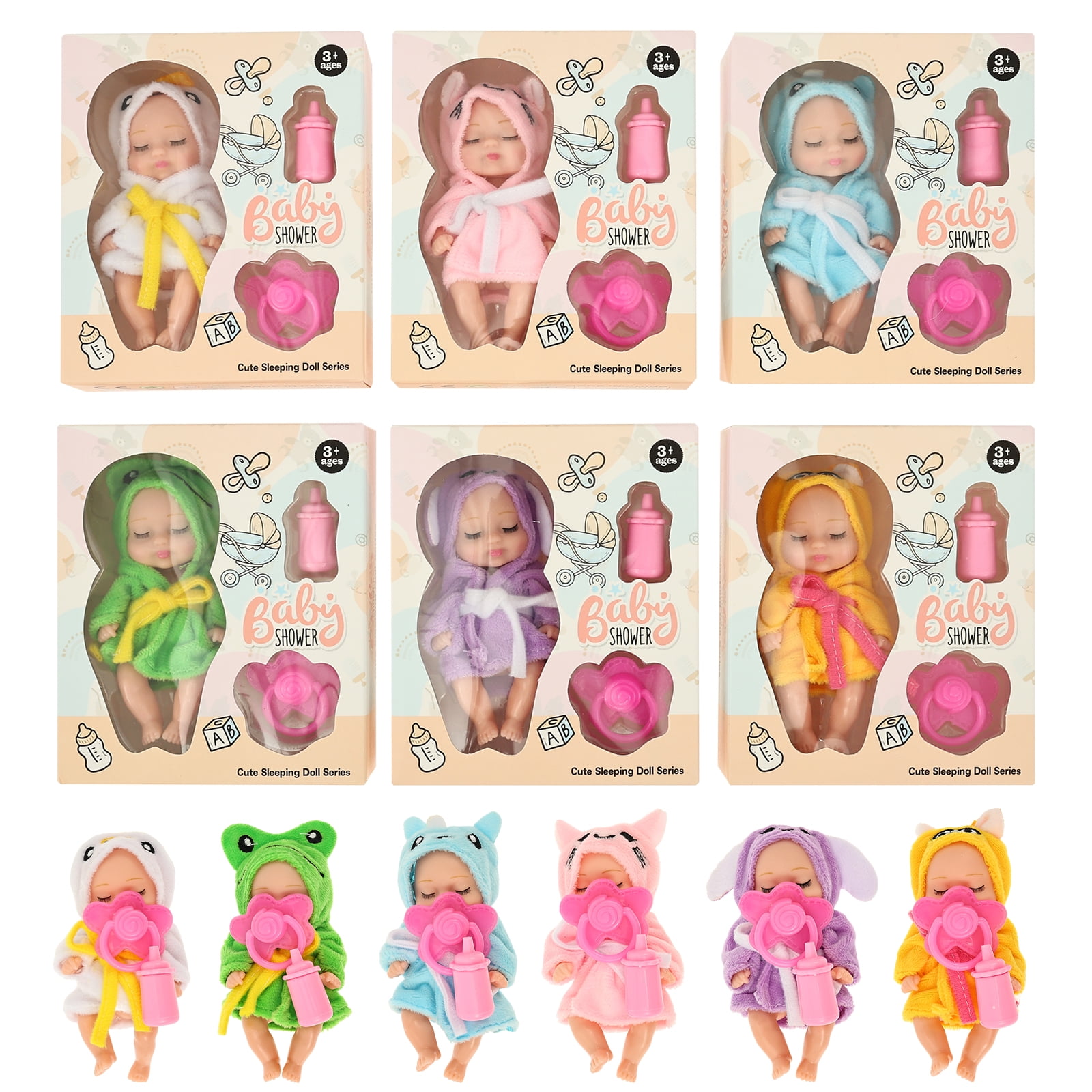 6Pcs Mini Baby Dolls,4.3" Newborn Dolls Gift Set,Cute Reborn Baby Dolls Toys for Kids 3+,with Clothes