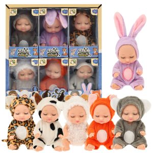 6Pcs Mini Baby Dolls,4.3" Newborn Dolls Gift Set,Cute Reborn Baby Dolls Toys for Kids 3+,with Clothes