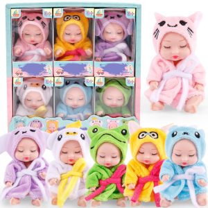 6Pcs Mini Baby Dolls,4.3" Newborn Dolls Gift Set,Cute Reborn Baby Dolls Toys for Kids 3+,with Clothes