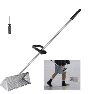 Qenwkxz Sand Fleas Rake Shark Tooth Sifter Efficient Sand Crab Catcher with Detachable Handle Bar Foldable for Finding Silver Stainless Steel