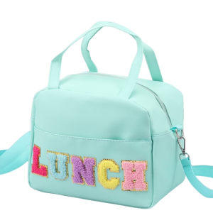 Qenwkxz Lunch Bag with Handle and Adjustable Shoulder Strap Reusable Lunch Tote Bag with Embroidery Letters for Work School Outdoor Picnic Green