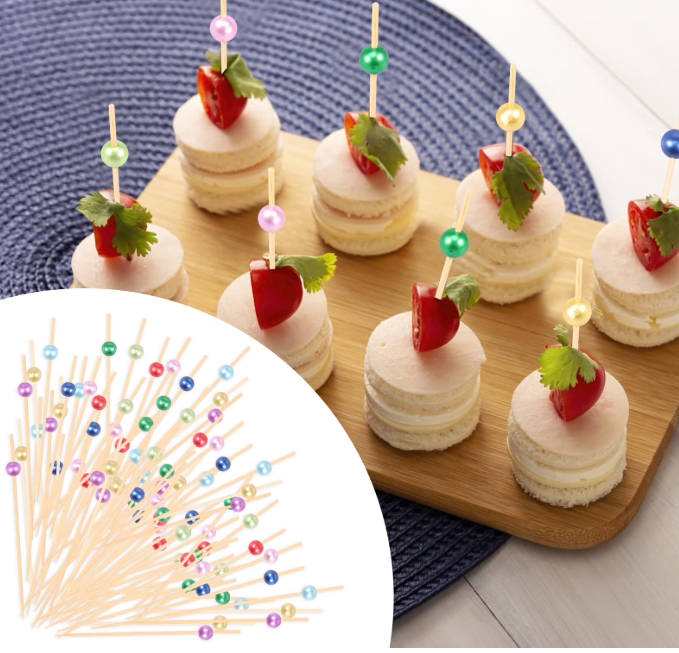 Qenwkxz 800 Pcs Bamboo Cocktail Pick for Appetizers 12cm Long Cocktail Toothpick Decorative Fancy Toothpick for Drinks Desserts Charcuterie