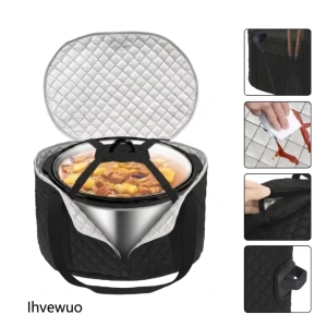 Slow Cooker Carrying Case 6-8 Quart, Insulated Slow Cooker Travel Bag with Lid Straps, for Oval Slow Cookers, Potluck and Travel
