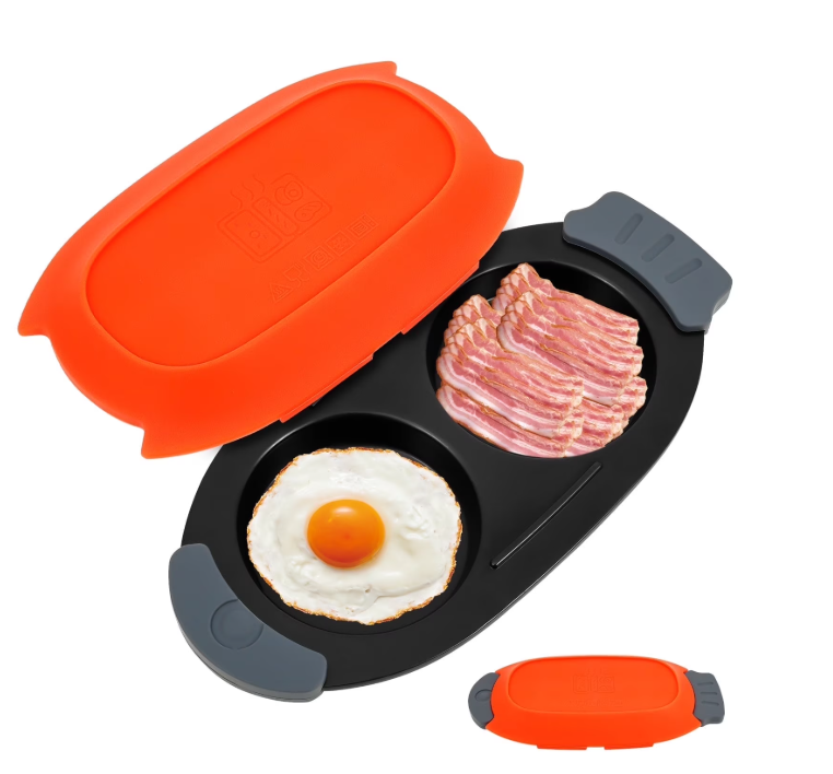 Qenwkxz Microwave Egg Cooker 2 Cavity Quick Heat Microwavable Egg Maker with Silicone Lid for Breakfast Sandwiches Kitchen