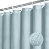 Dznils Waffle Shower Curtain with Hooks, Thick Weighted Fabric Bathroom Curtain, Fog Blue, 72" x 72" - Image 2