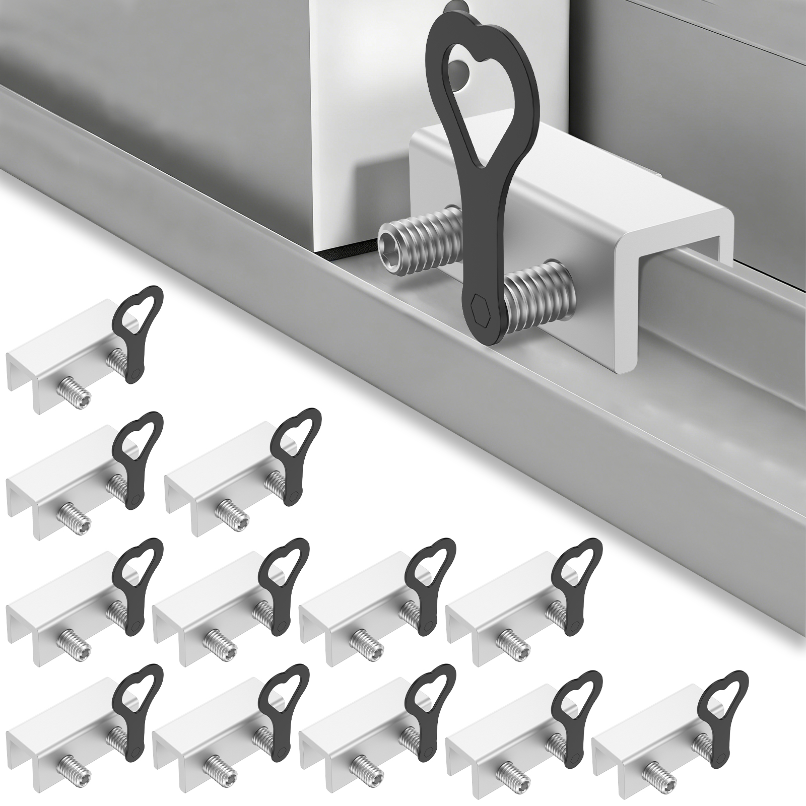 AEVXKHI 12 Sets Sliding Window Locks, Security Window Lock with Keys, Window Locks for Up and Down Windows & Horizontal Sliding Windows, Adjustable Window Lock, Sturdy and Durable