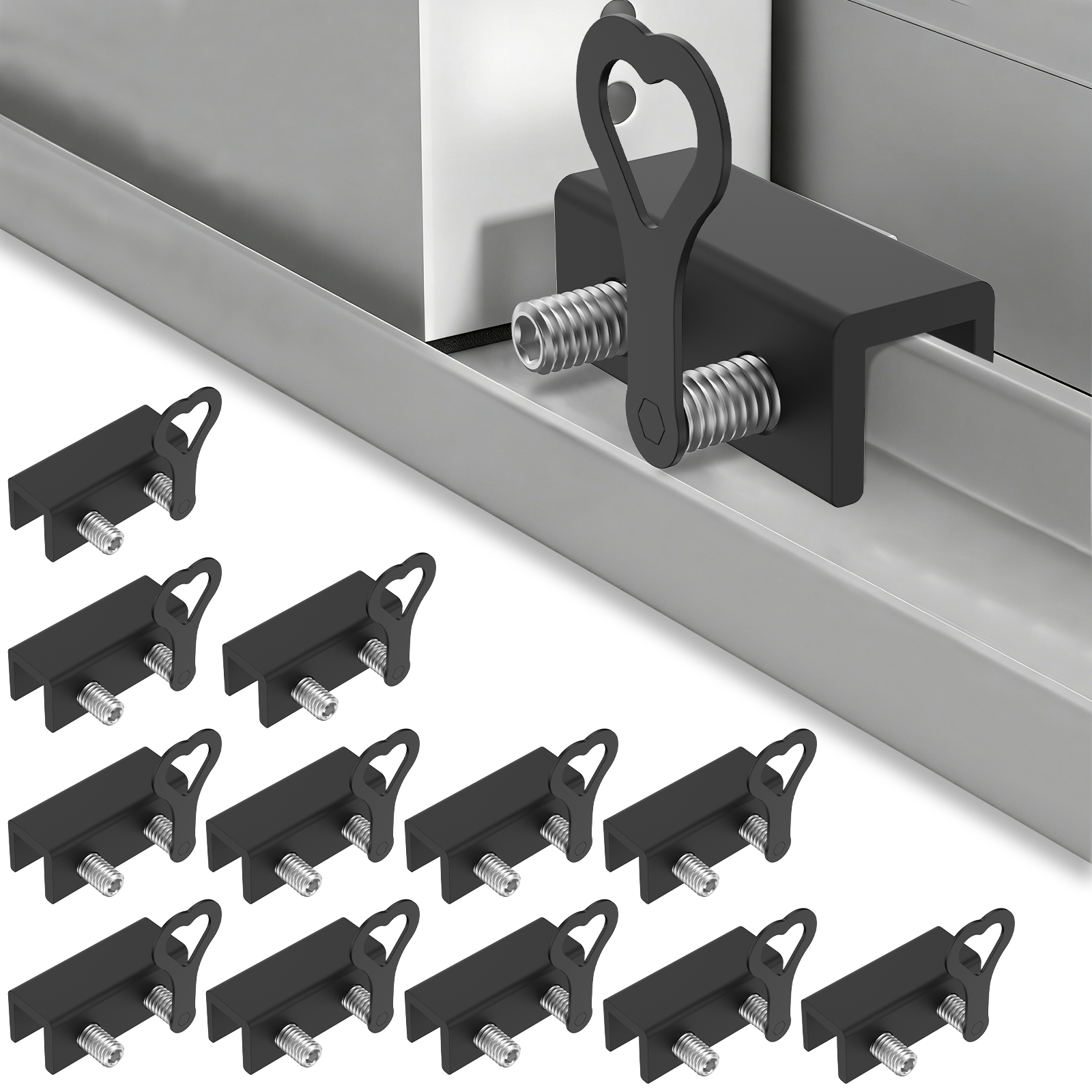 AEVXKHI Sliding Window Locks (12 Sets), Security Window Locks with Keys, Adjustable Aluminum Sliding Window Stops, Easy Installation Without Drilling, for Vertical and Horizontal Sliding Windows
