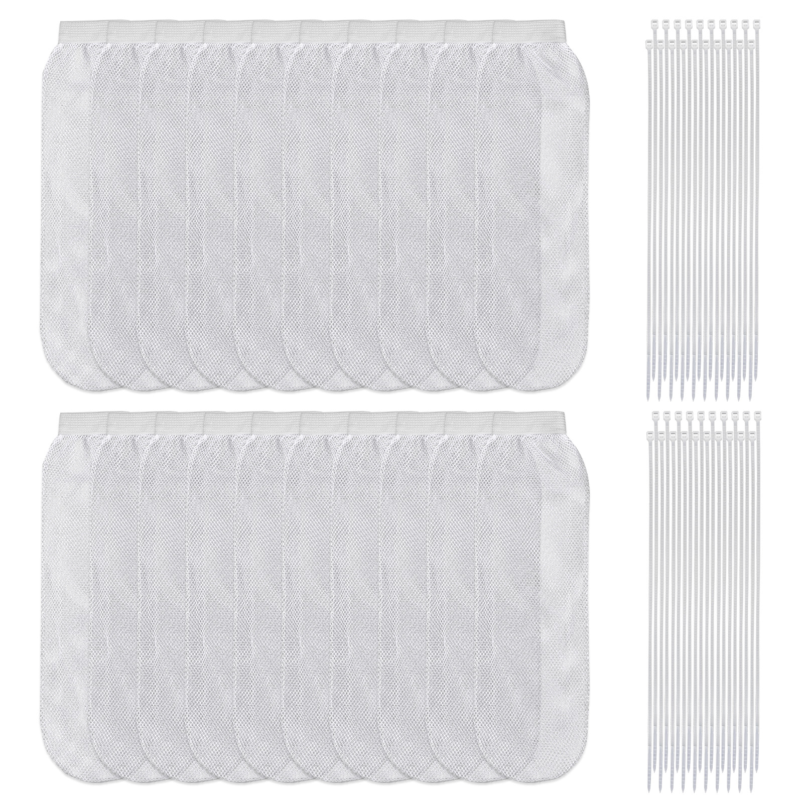 AEVXKHI 60-Piece Lint Trap and Cable Ties Set for Washing Machine, Includes 20 Nylon Mesh Lint Traps and 40 Cable Ties, Easy and Effective Lint Filtration