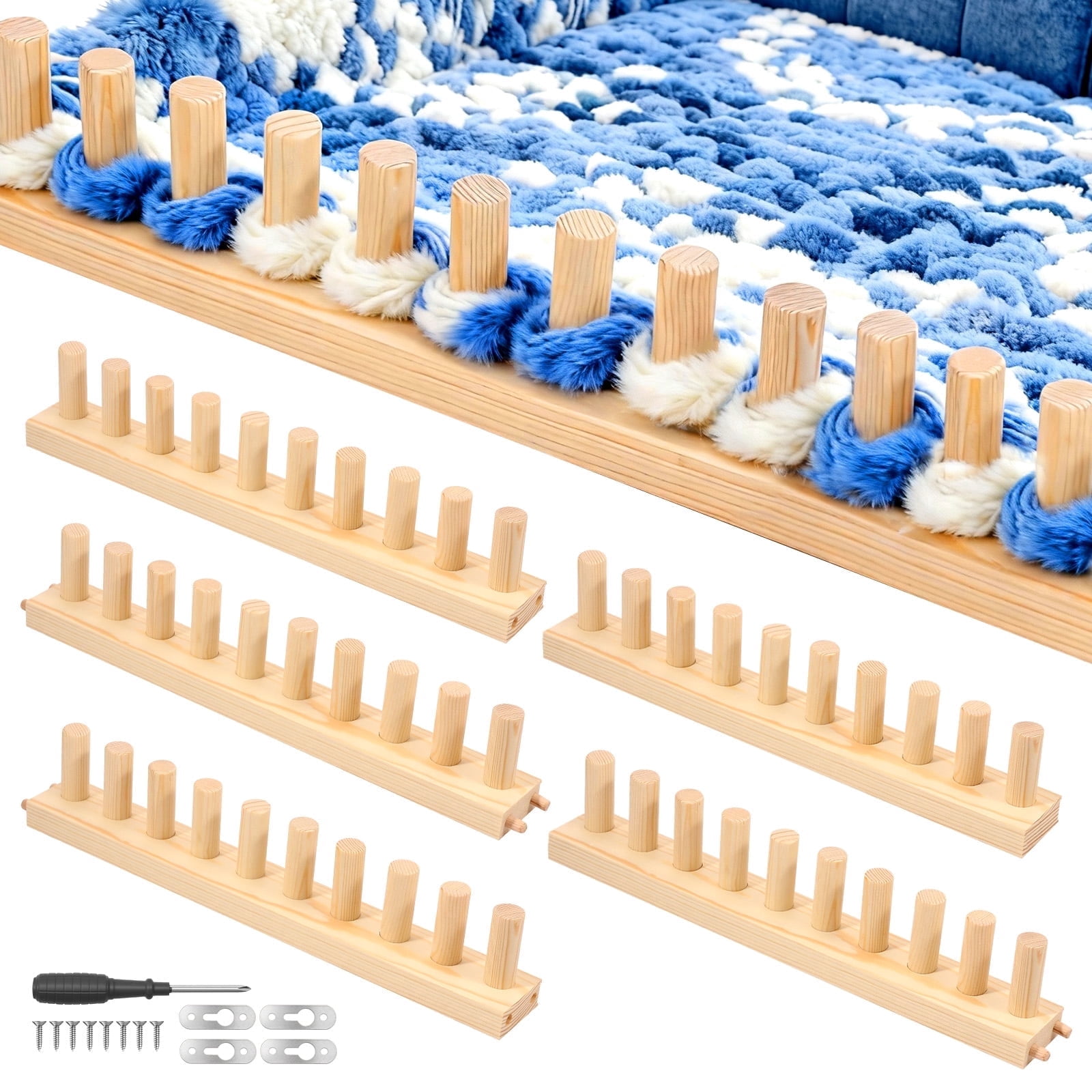 Chunky Blanket Loom Kit,76.77" Wooden Knitting Loom for Blankets,Bulky Blanket Loom Hand Knitting Kit for Beginners