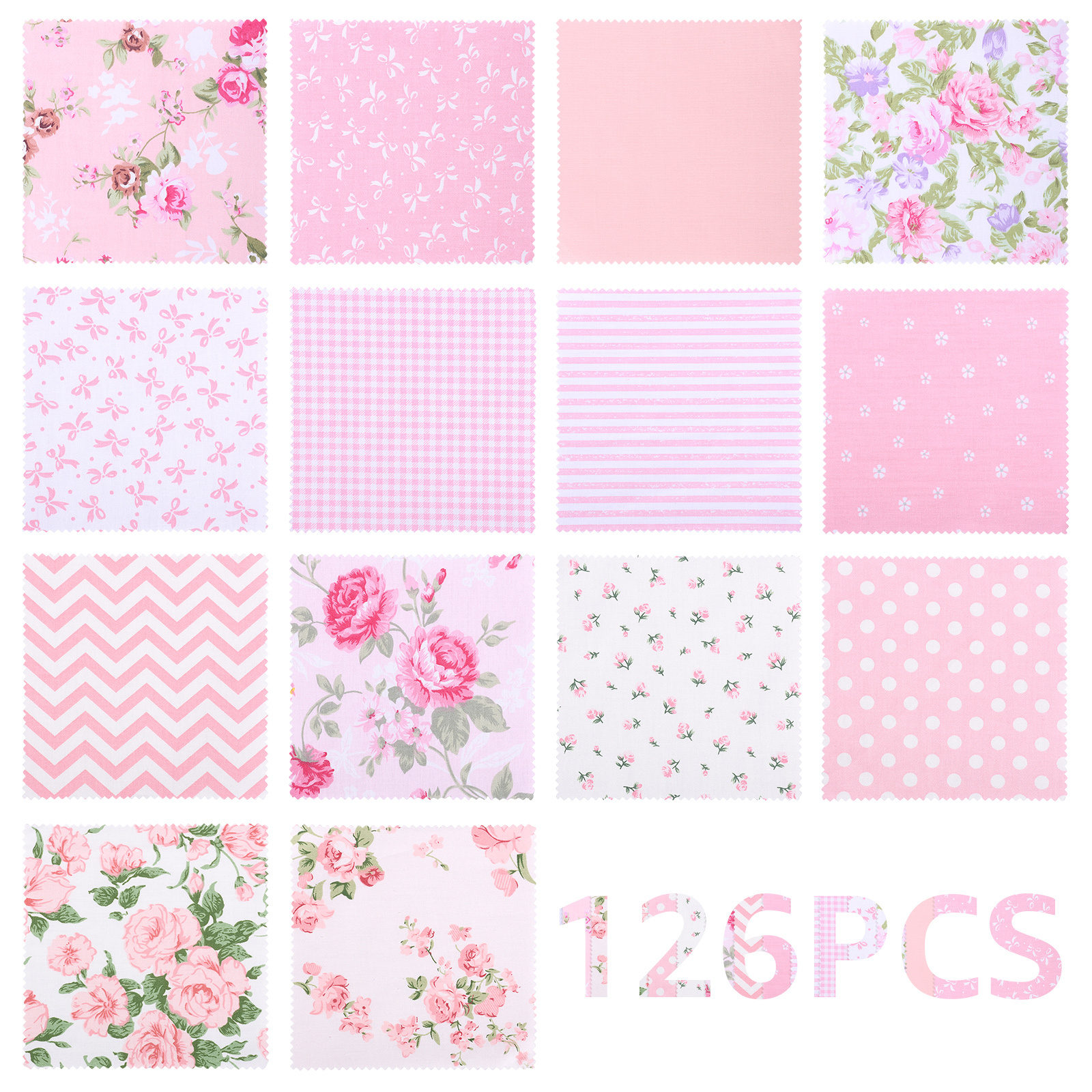 126 Pcs Charm Pack for Quilting 5x5 Inch Cotton Fabric Squares Printed Charm Squares Soft Quilting Fabric for Sewing DIY Patchwork