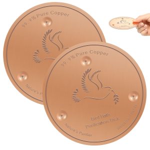 2 Pack Bird Bath Copper Discs,99.9% Pure Copper Cleaner with Point Support for Clean Water,Universal Fit for Outdoor Birdbaths,Bowl,Bird Bath Solar,All-Season Use