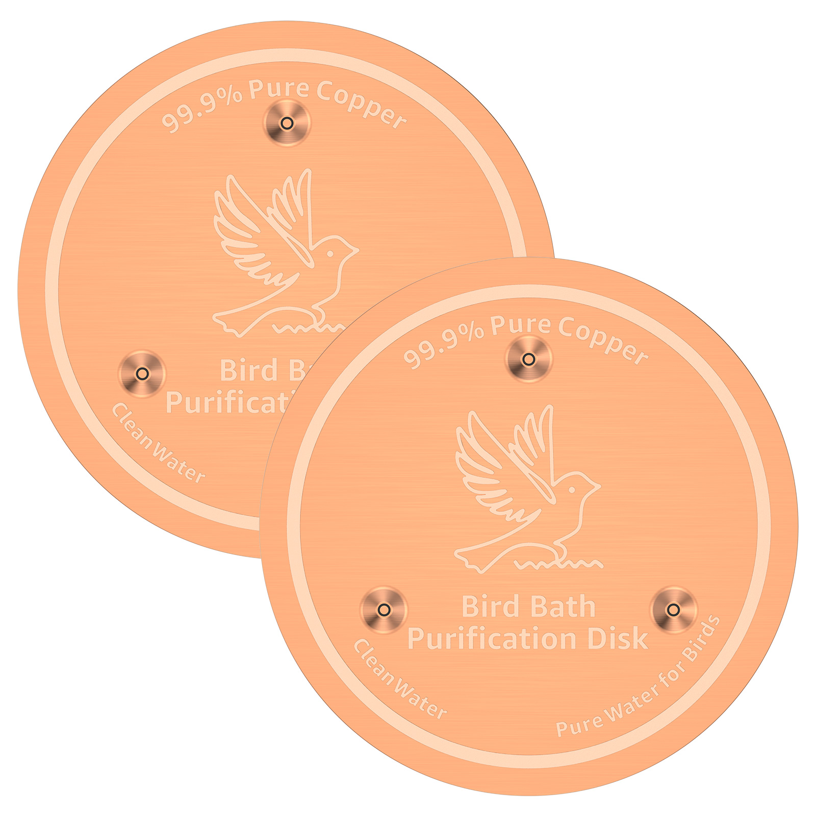2 Pack Bird Bath Copper Discs,99.9% Pure Copper Cleaner with Point Support for Clean Water,Universal Fit for Outdoor Birdbaths,Bowl,Bird Bath Solar,All-Season Use