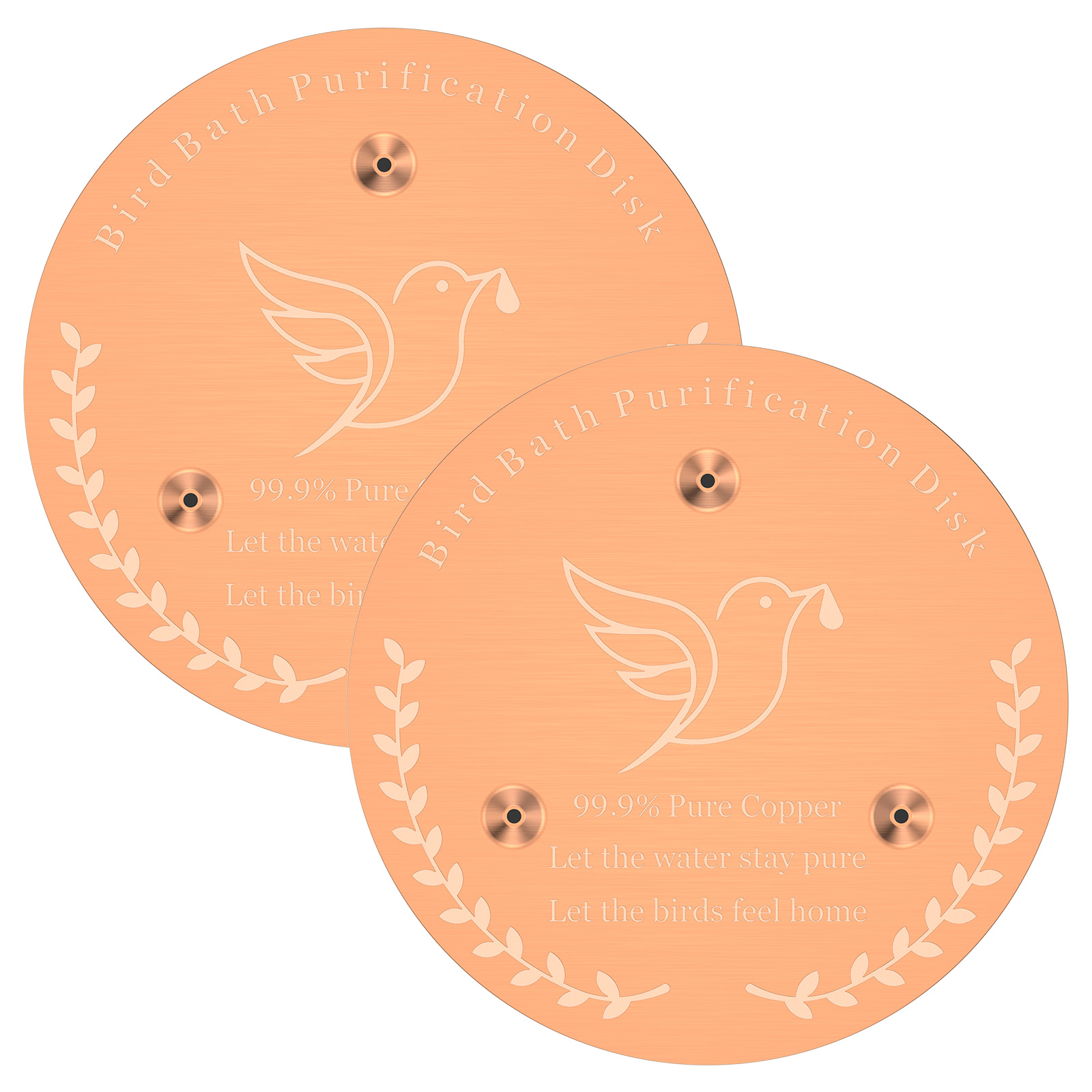 2 Pack Bird Bath Copper Discs,99.9% Pure Copper Cleaner with Point Support for Clean Water,Universal Fit for Outdoor Birdbaths,Bowl,Bird Bath Solar,All-Season Use