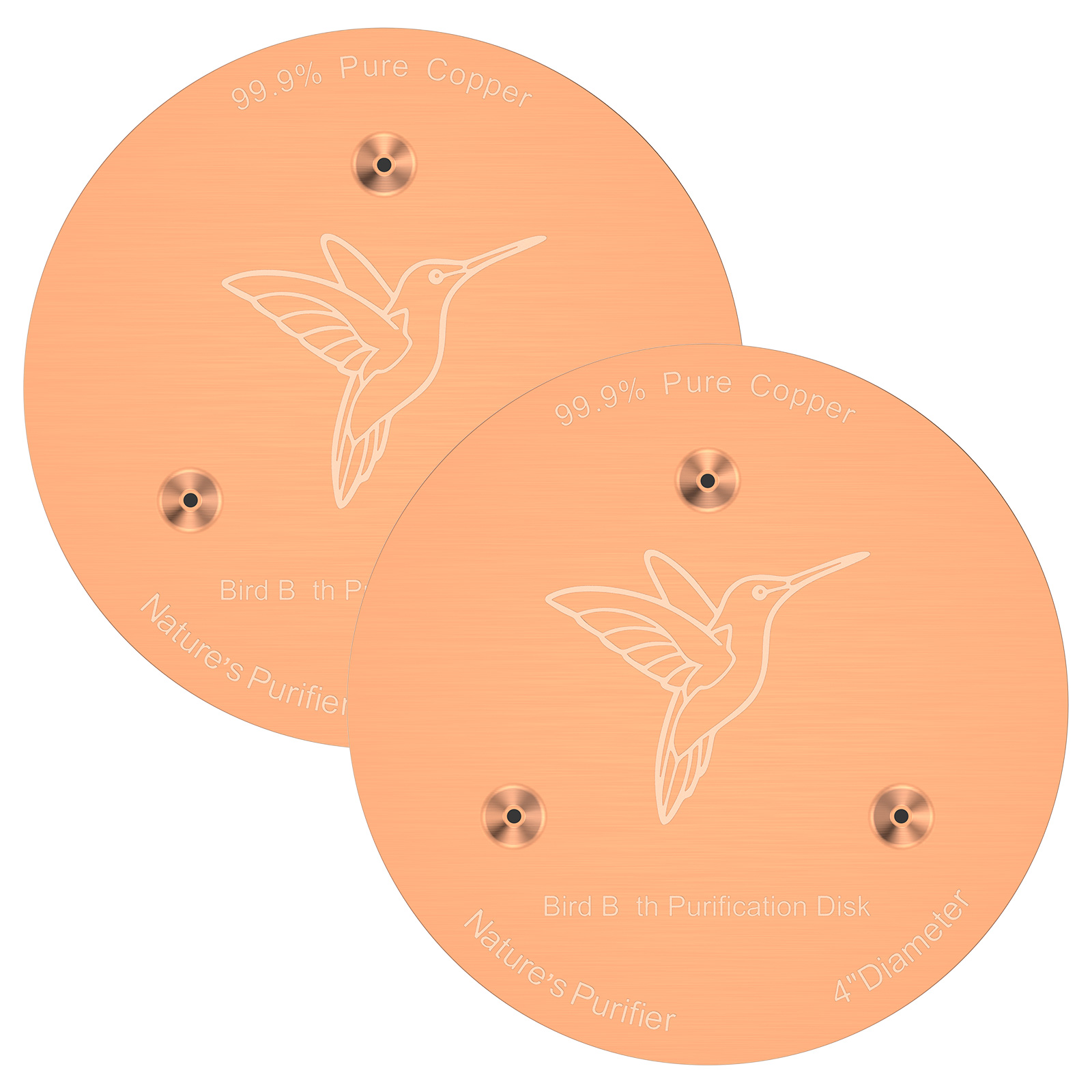 2 Pack Bird Bath Copper Discs,99.9% Pure Copper Cleaner with Point Support for Clean Water,Universal Fit for Outdoor Birdbaths,Bowl,Bird Bath Solar,All-Season Use