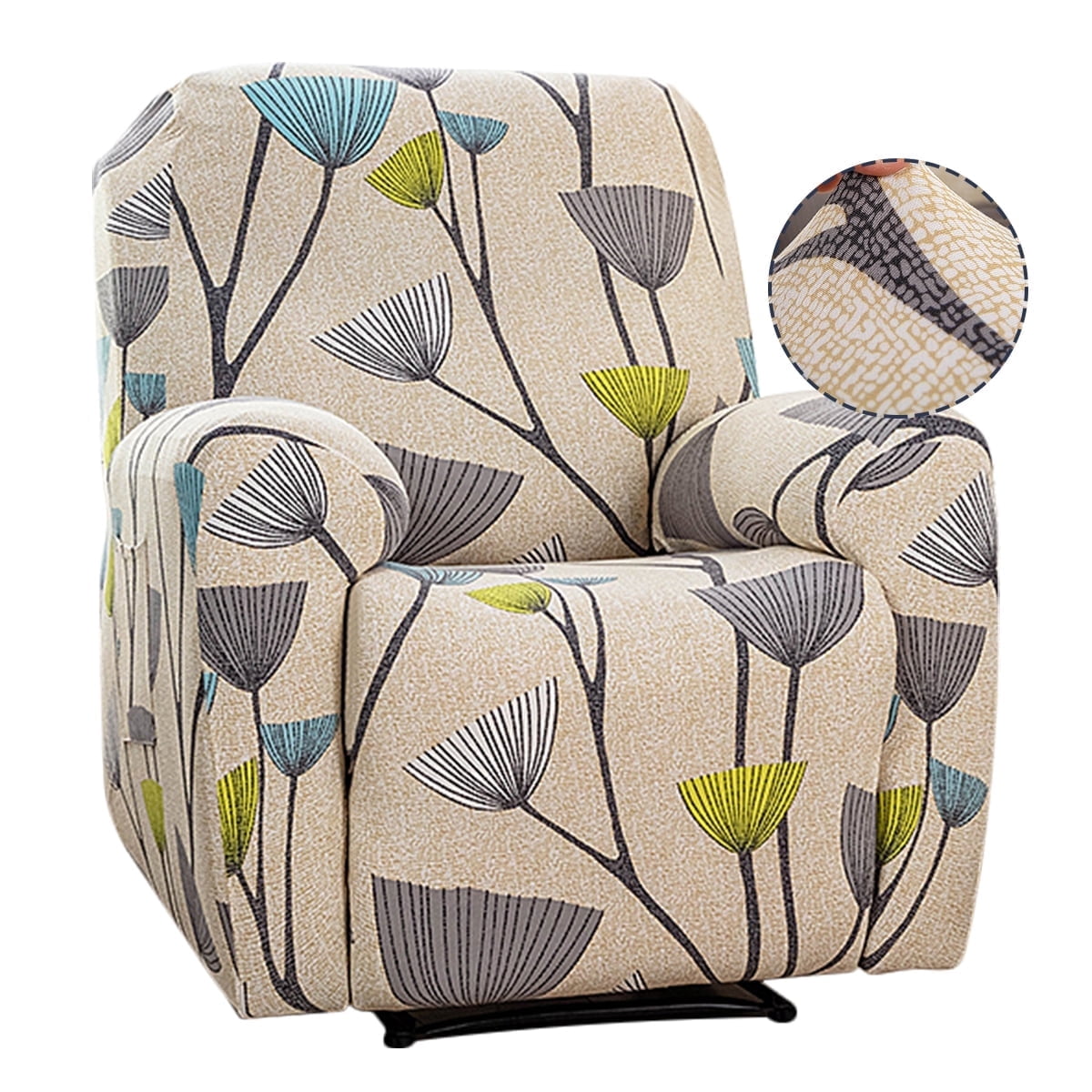 Dznils Printed Recliner Chair Cover Polyester Stretch Recliner Sofa Slipcover, Beige