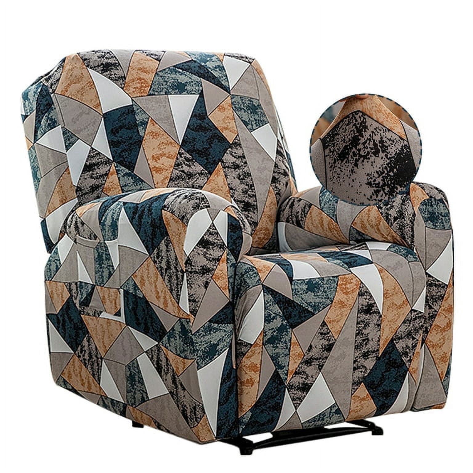 Dznils Printed Recliner Slipcover Polyester Stretch Furniture Chair Cover, Brown