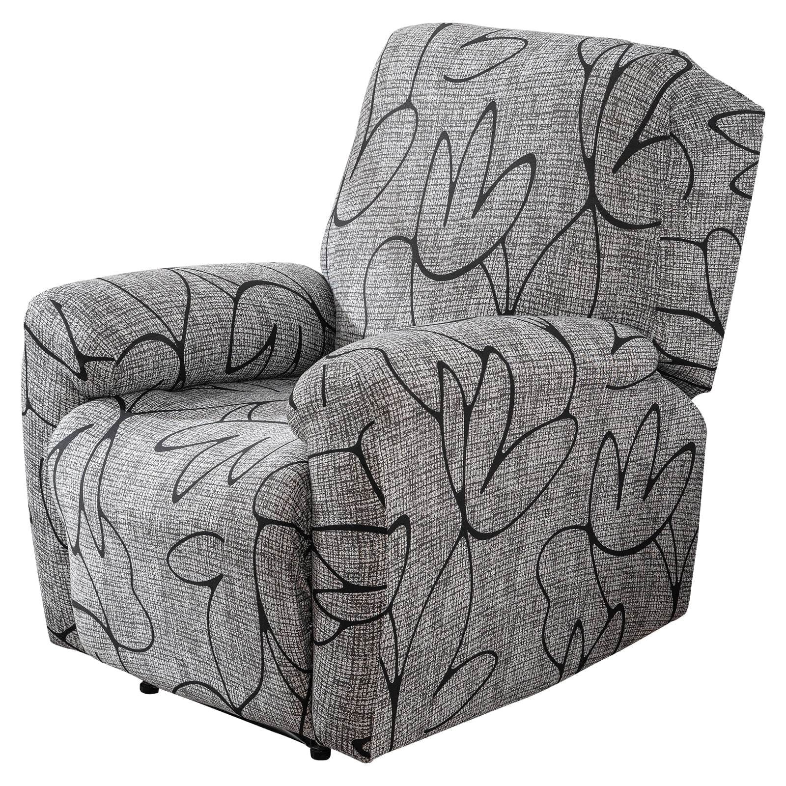 Dznils Printed Recliner Chair Cover Polyester Stretch Recliner Sofa Slipcover, Gray Black