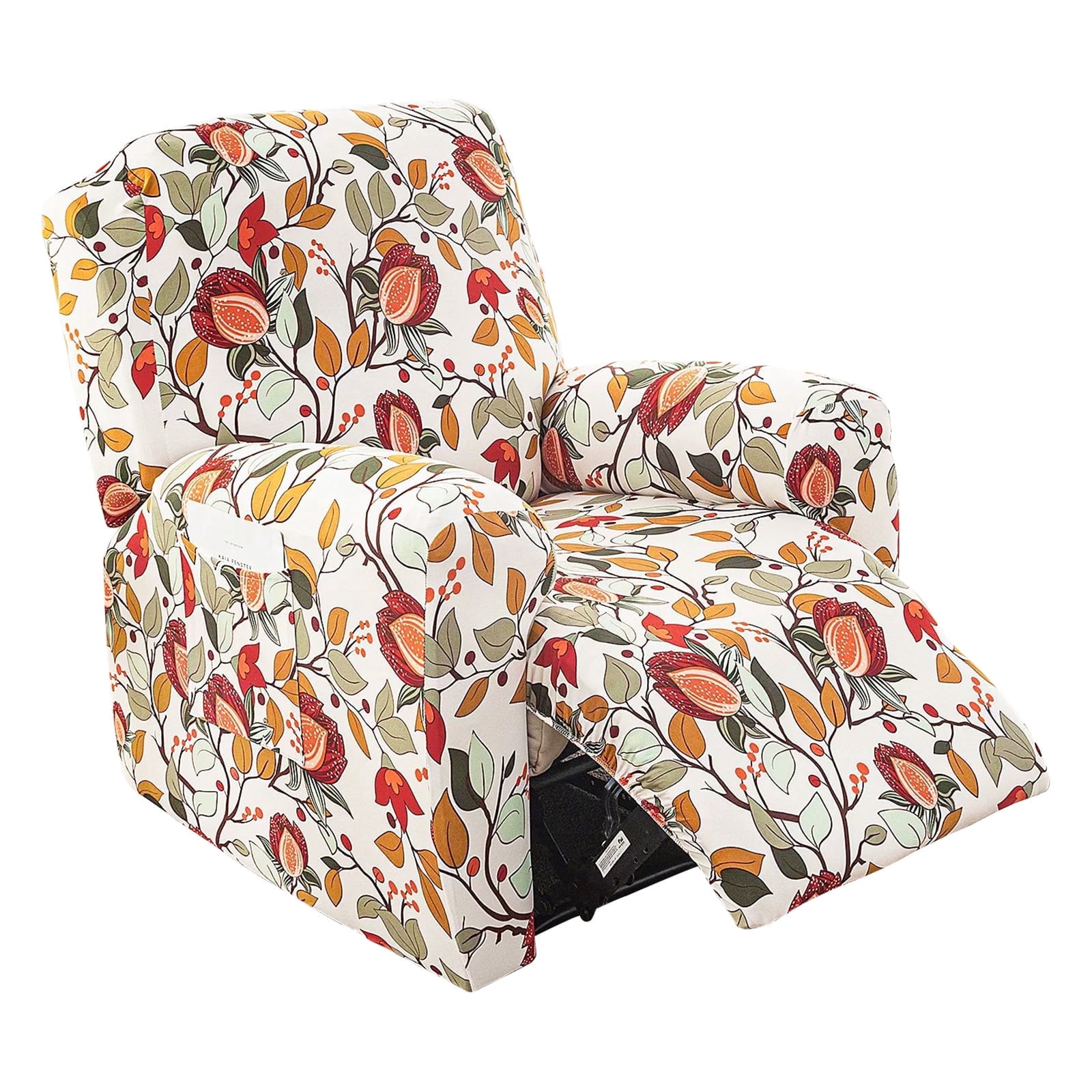 Dznils Printed Recliner Chair Cover Polyester Stretch Recliner Sofa Slipcover, Red Floral