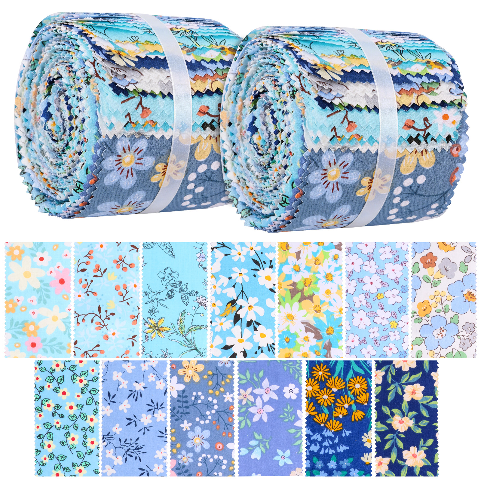 78 Pcs Jelly Roll Fabric Strips for Quilting and Sewing, 2.5" x 19.7" Precut Cotton Fabric Bundles for DIY Crafts