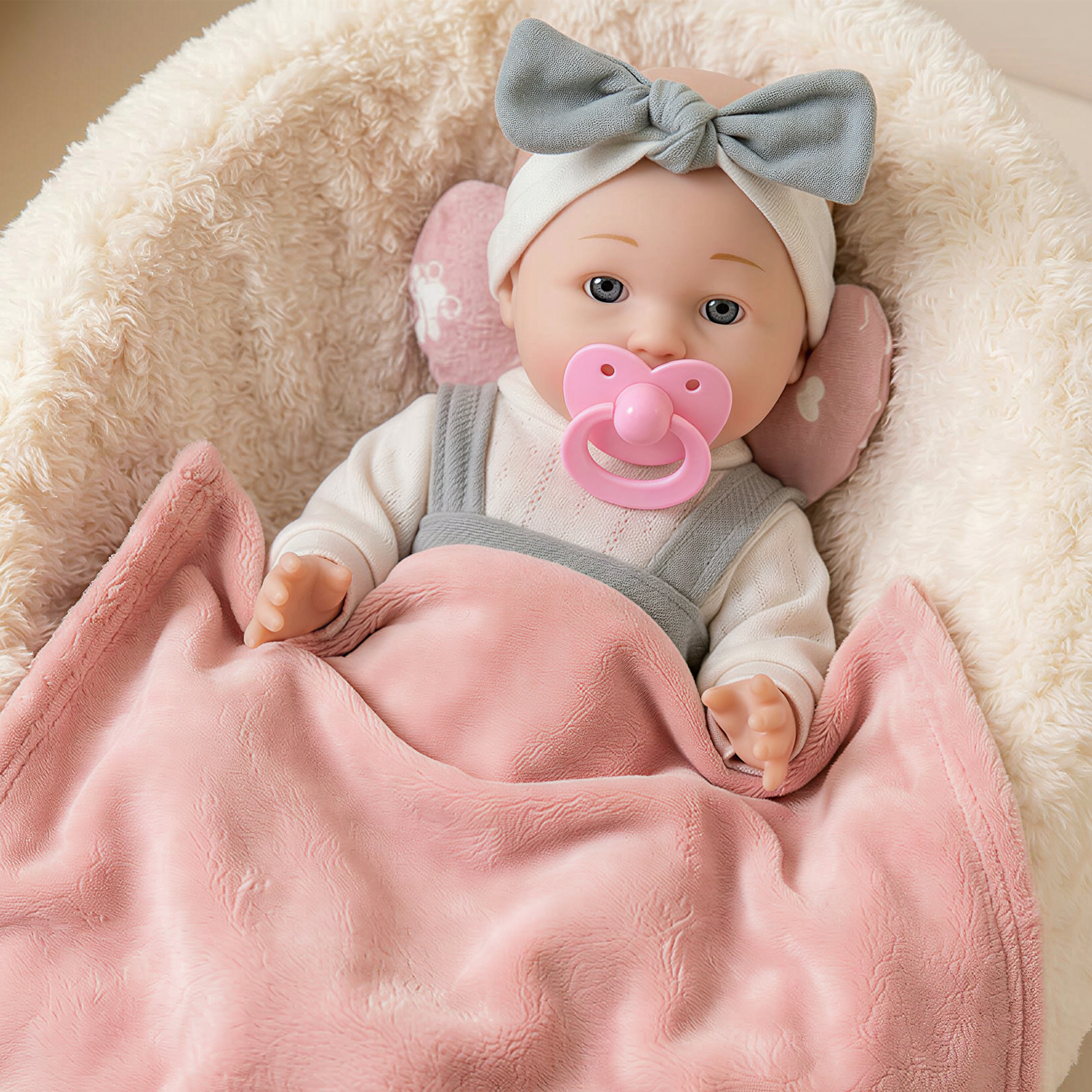 Keyohome Baby Dolls, 12" Baby Doll Playset with Sleeping Carrier Bassinet Bed Set in Gift Box, Soft Reborn Baby Doll with Cloths/Blanket/Feeding Kit for Girls Ages 3+