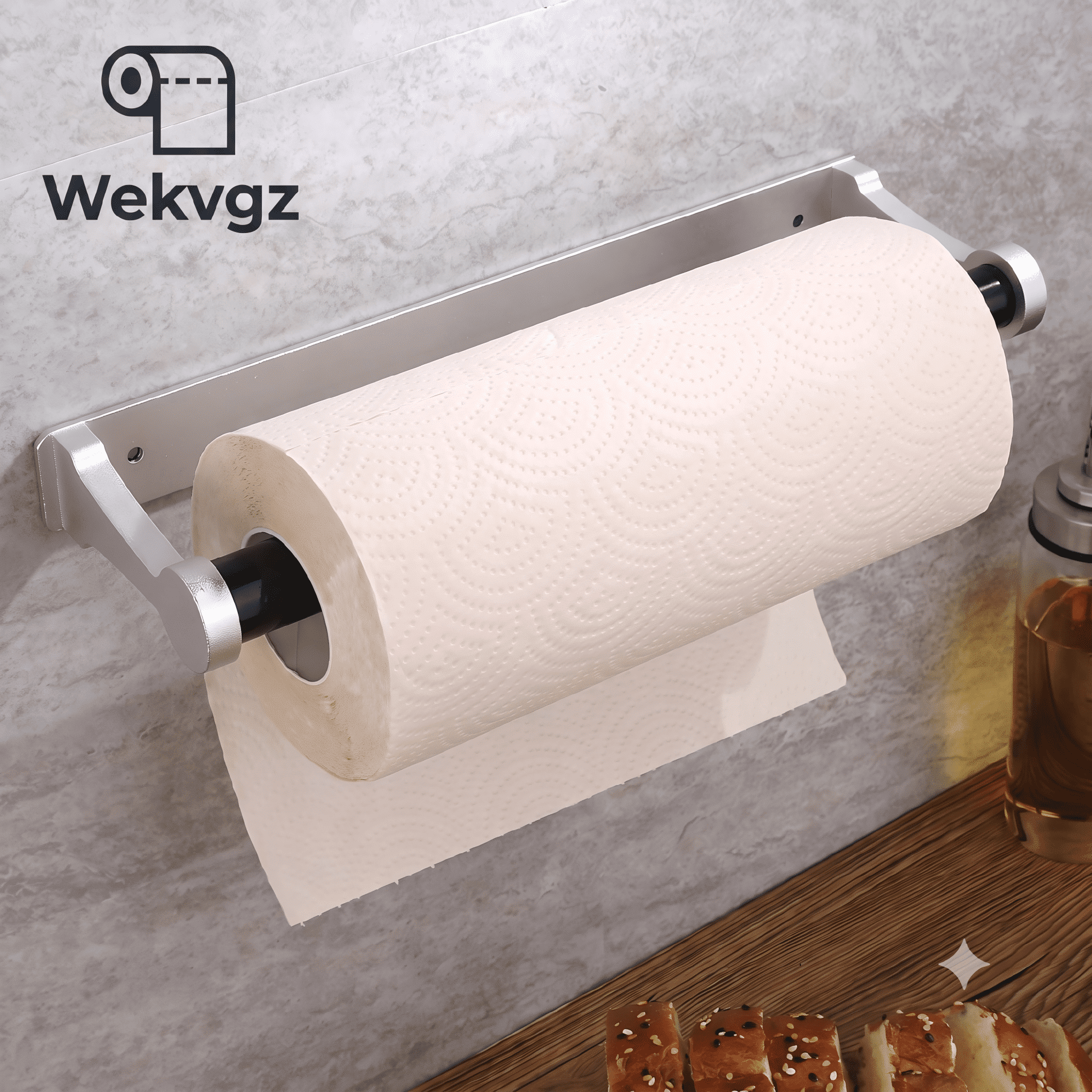 Under Cabinet Toilet Paper Towel Holder, Heavy Duty Stainless Steel Wall Mount Rack, Fits Jumbo Rolls, Adhesive or Screw Installation, Silver