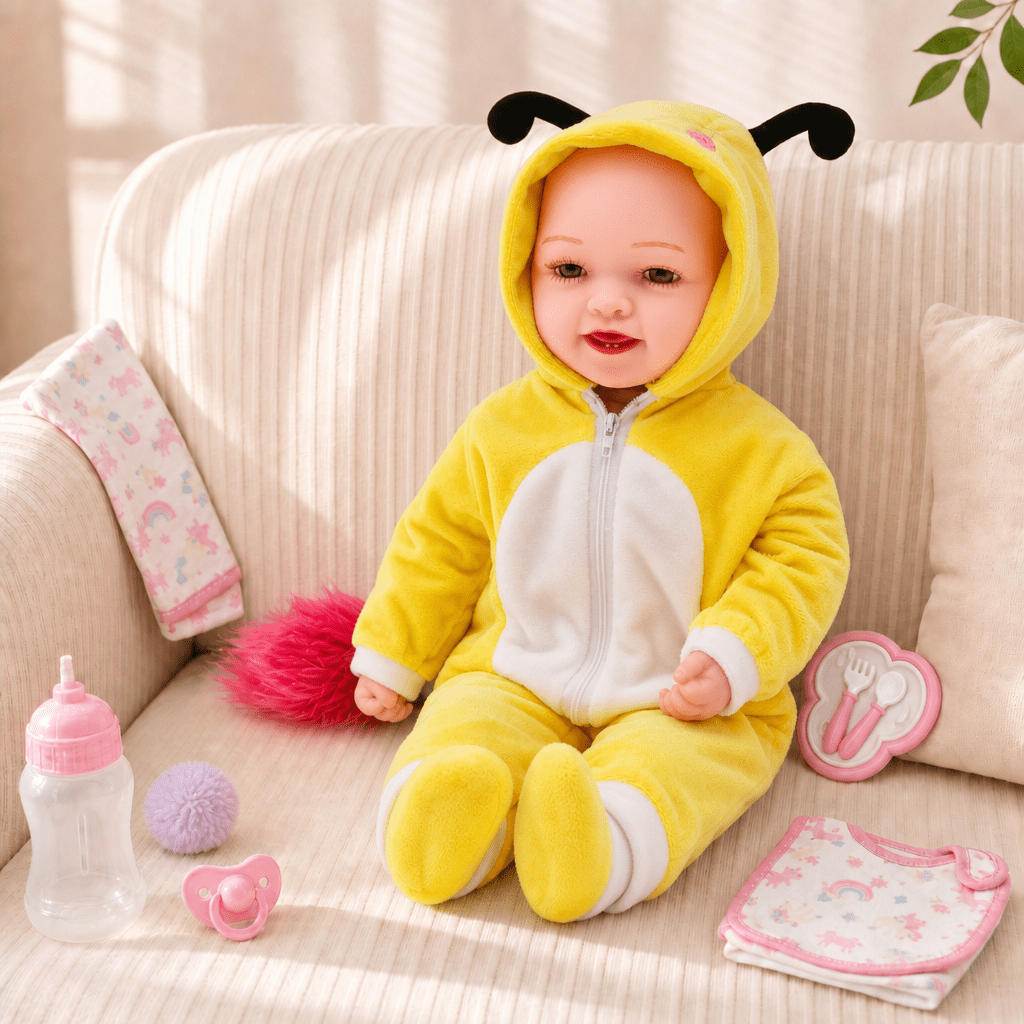 Baby Dolls, 17" Large Cute Soft Body Baby Doll, Real Life Baby Doll Playset with 6 Accessories for Girls Gifts, Pretend Play, 3+ Year Old, Yellow