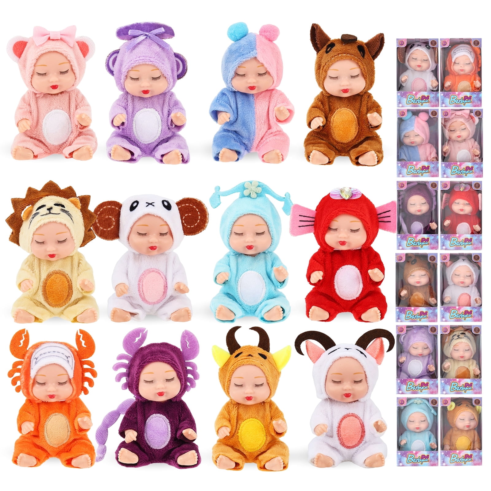 Keyohome 12Pcs Mini Baby Dolls, 4.3" Poseable Newborn Baby Dolls with Clothes, Tiny Dolls for Dollhouse Accessories & Kid Toys Age 3+