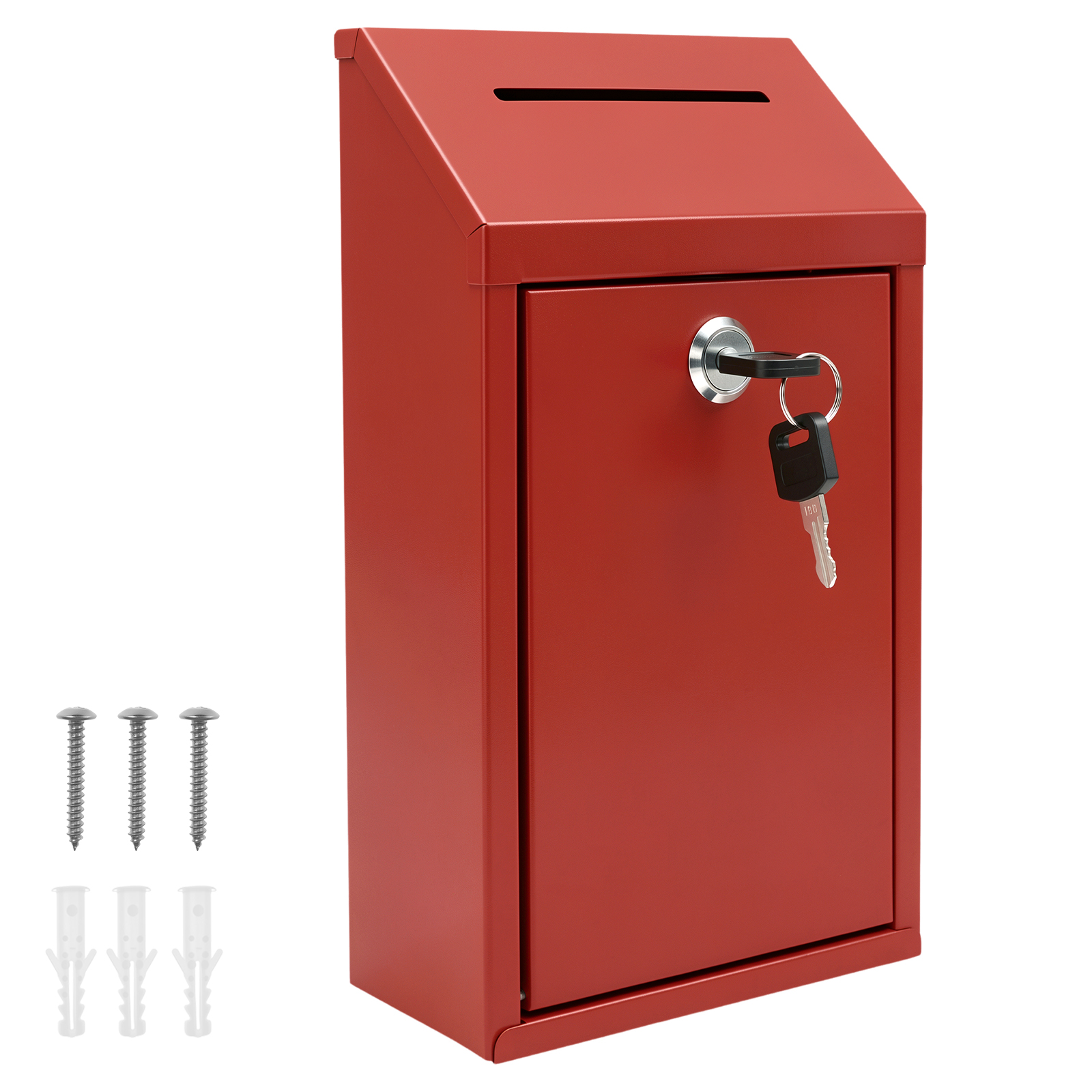 FUYGRCJ Metal Suggestion Box with Lock, Wall Mount Donation Drop Box for Office, Cash Drop Box with Slot for Church and Charity