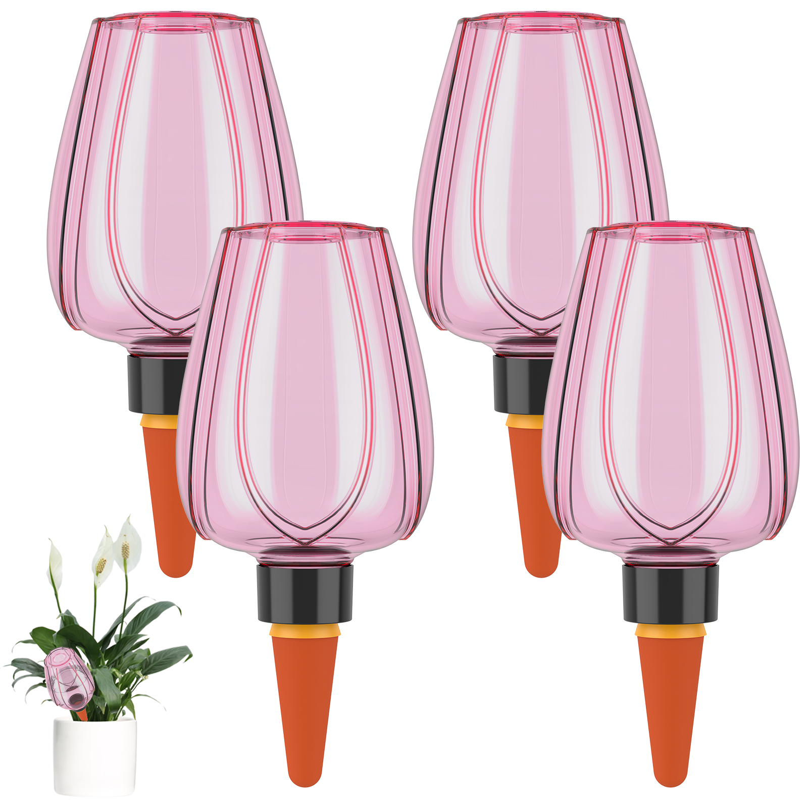 FUYGRCJ 4 Pack Plant Self Watering Globes, 11.8oz/350ml Clear Self Water Device, Automatic Plant Watering Bulbs, Planter Insert Slow Release Control Water Dripper, Indoor/Outdoor Plastic Water Bulbs