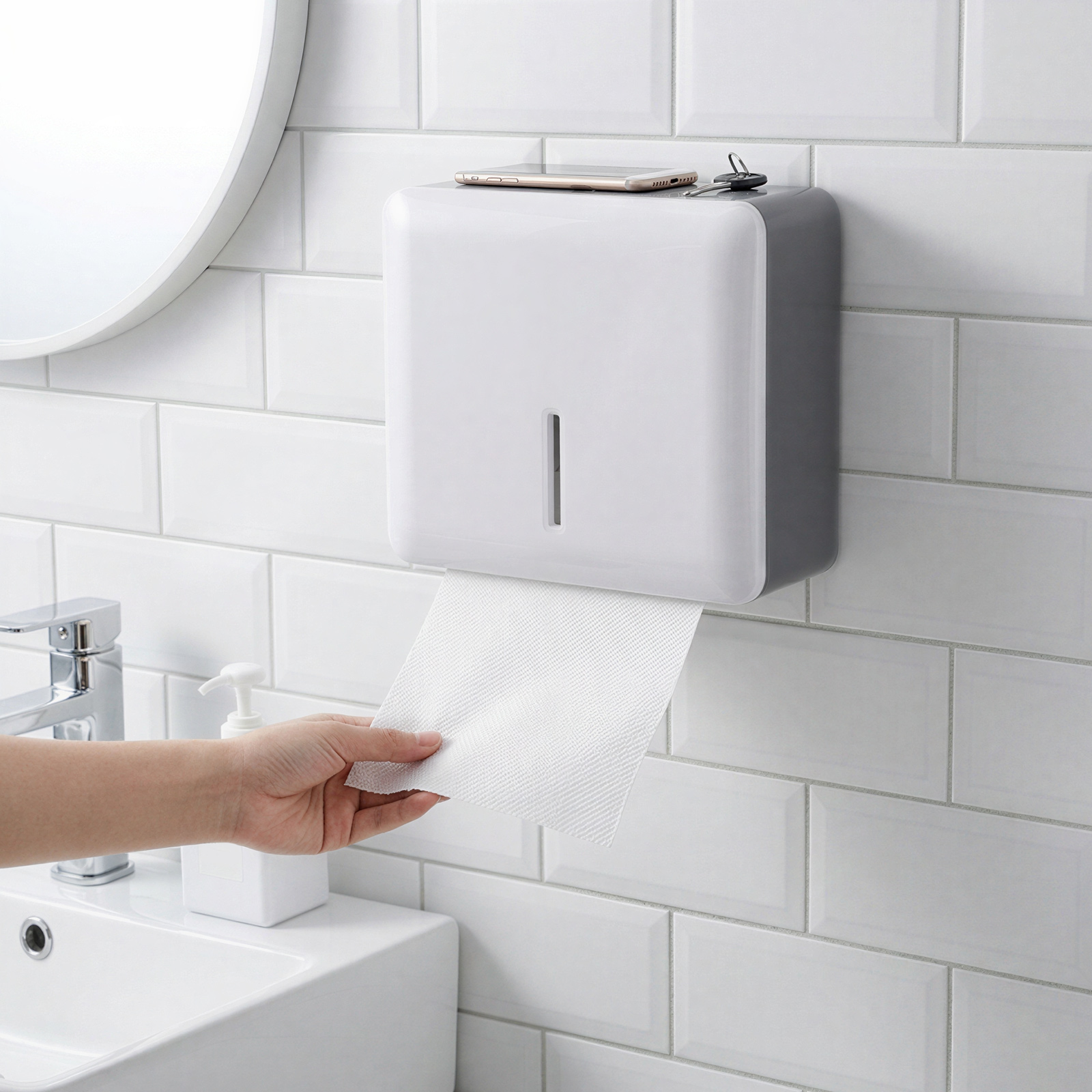 Tzdxfgl Multifold Paper Towel Dispenser Wall Mount, Folded Hand Towel Dispenser for Bathroom/Restroom, Commercial Paper Towel Holder for C-Fold, Trifold Paper, Holds up to 200 Towels