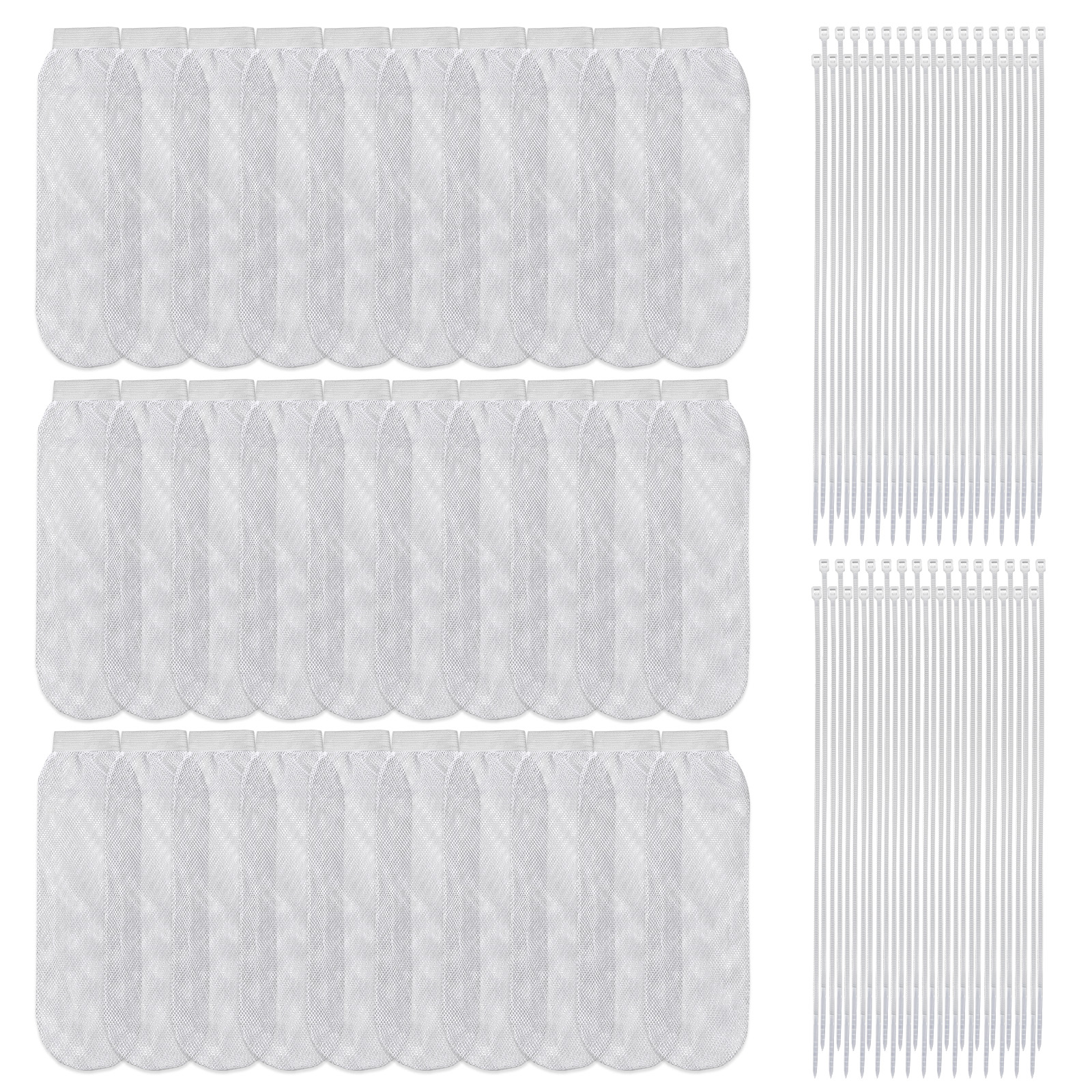 AEVXKHI 90 Pack Washer Hose Lint Catcher, Mesh Filter and Cable Ties Set, Washing Machine Lint Traps Set, Pet Hair Catcher for Laundry Tub & Sink, 30 Nylon Mesh Lint Traps and 60 Cable Ties