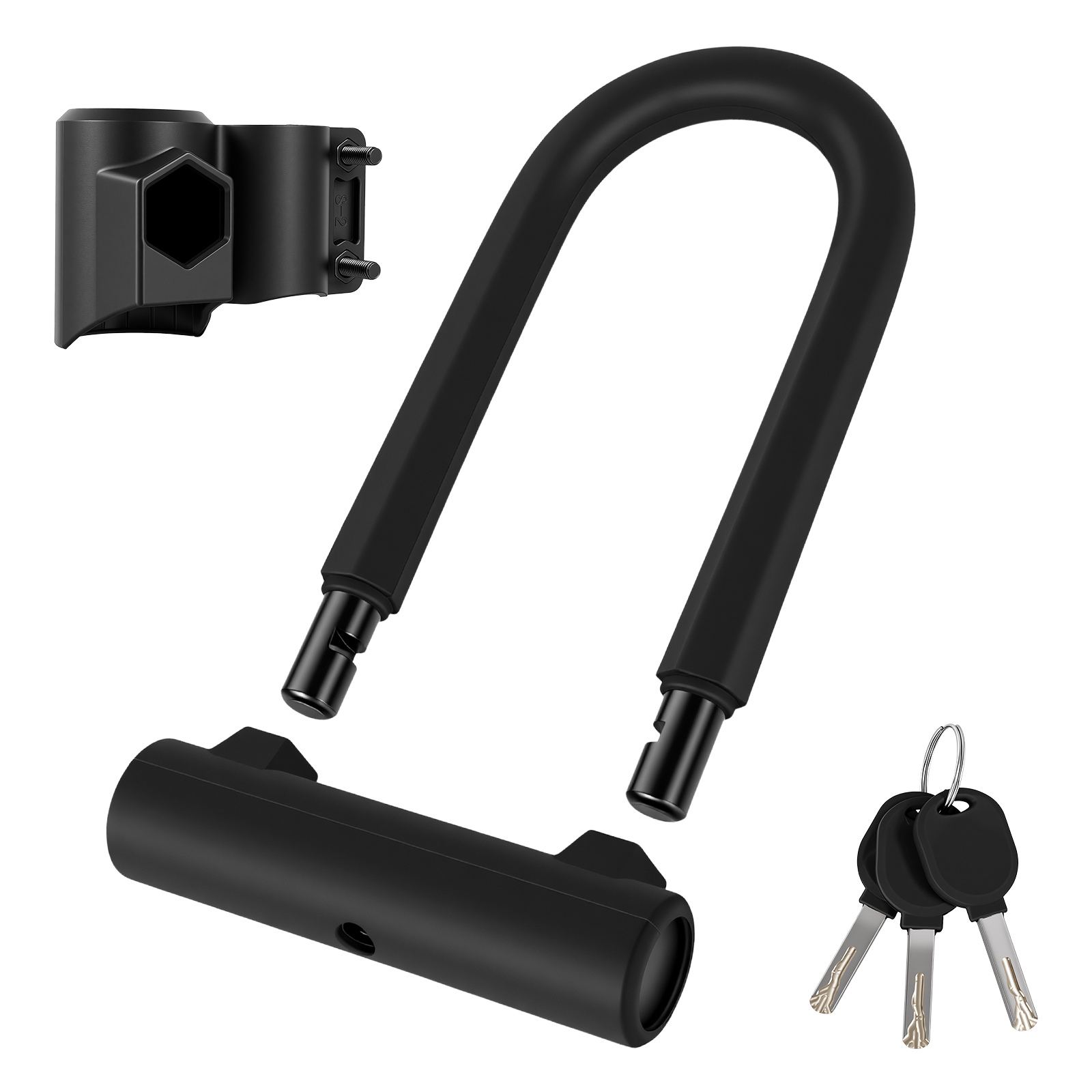 FUYGRCJ Bike Locks, 18mm Heavy Duty U-Lock for Bicycle, Anti-Theft Bike U-Lock with Mounting Bracket, Shackle Bicycle U Lock with 3 Keys for Road, Mountain, and Electric Bikes, Size 7.87''x5''
