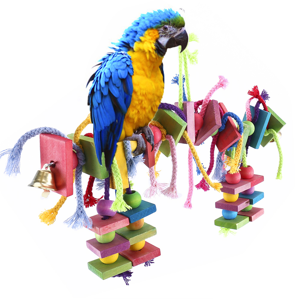 AEVXKHI Large Bird Parrot Toys Parrot Chew Toy for Bird Macaw African Greys Cockatoo Eclectus Budgies Parakeet Cockatiel Conure Lovebirds Cage Wood Toy