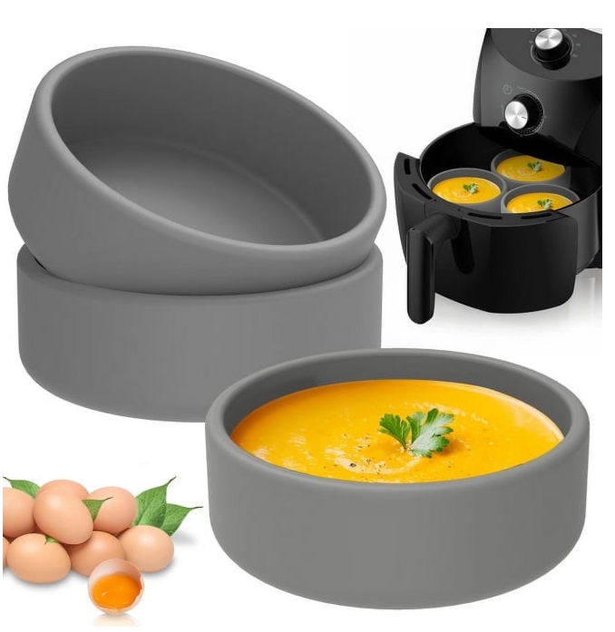 Air Fryer Egg Mold 3 Pack, Silicone Egg Bite Maker with Nonstick Cups, Microwave & Oven Safe, English Muffin Breakfast Sandwich Mold