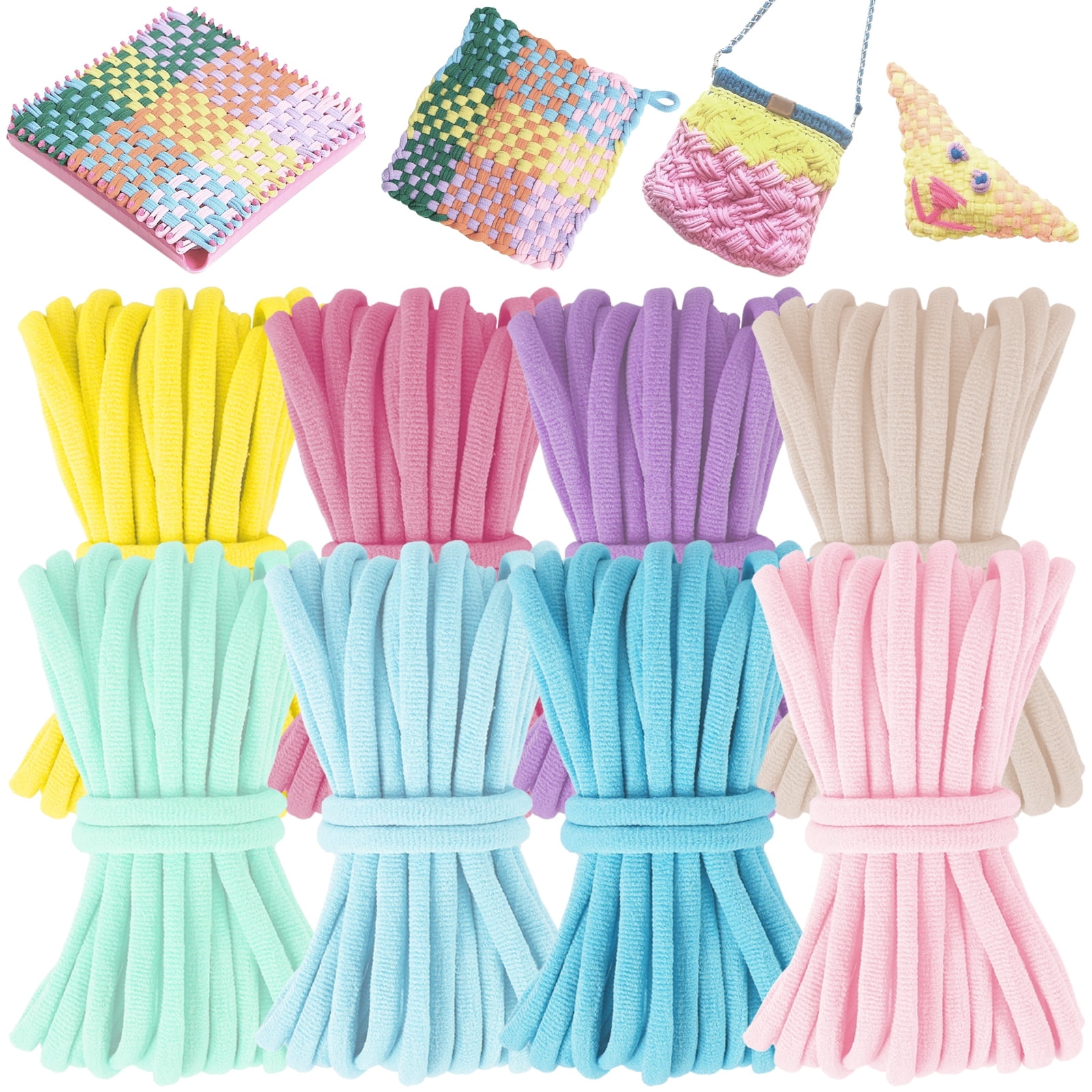 Keyohome 600Pcs Refill Loops for 7 inch Weaving Loom,8 Color Loom Loops for Potholder Making,Durable Nylon Craft Bands for Kids Adults DIY Projects