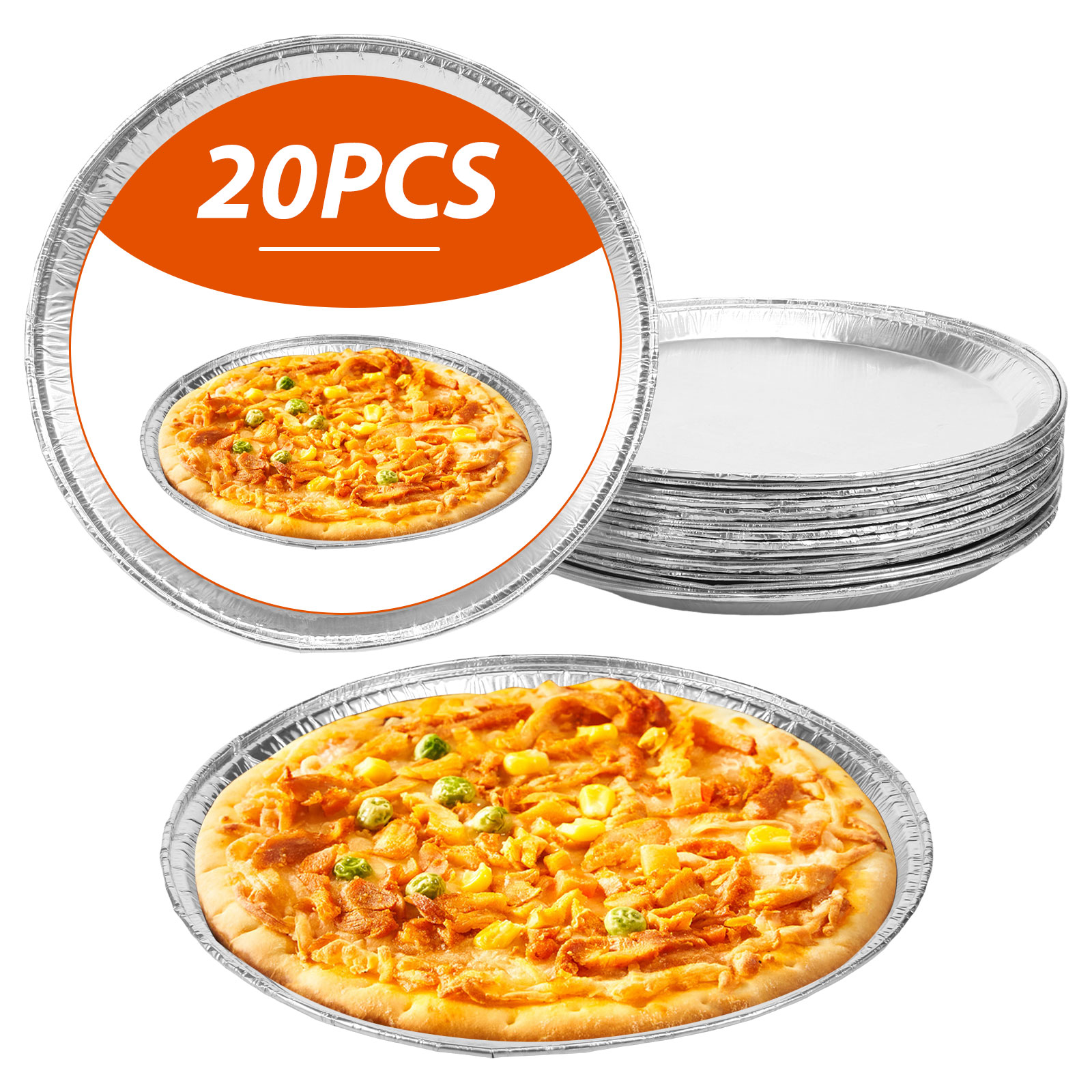 FUYGRCJ 20PCS Disposable Pizza Pans, 12inch Round Pizza Pan, Aluminum Foil Bakeware Trays, Oven Safe Bulk Set for Kitchen, Restaurant & Home Holiday Activities Accessories