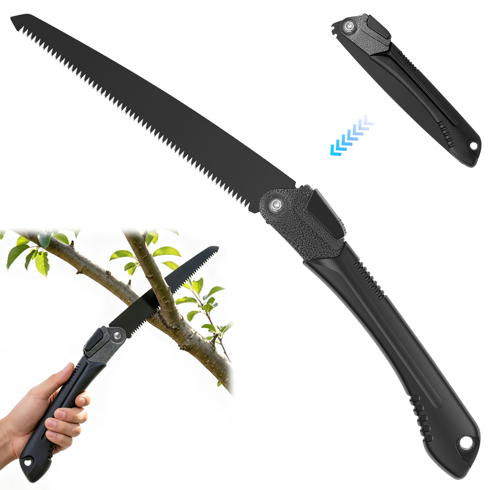 AEVXKHI 19.5 inch Folding Pruning Saw for Tree Trimming, Compact Hand Saw with 9.45 inch Blade for Tree Branches, Garden Cutting and Outdoor Use