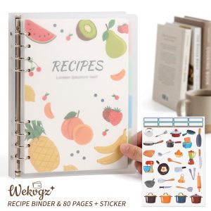 Wekvgz large blank recipe notebook removable hardcover journal binder equipped with 8 dividers and 24 tabs capable of storing up to 240 personal homemade recipes