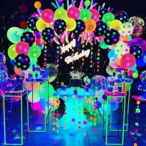90Pcs UV Neon Balloons 12 Inch Blacklight Reactive Party Balloons for Wedding and Birthday