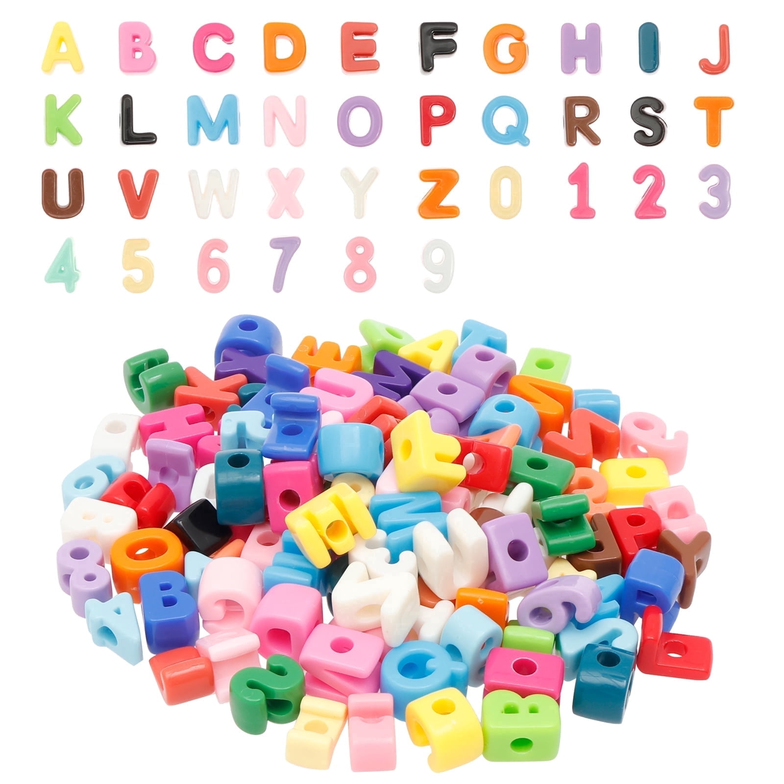 Chunky Letter Number Beads Set, 108pcs Standard Size Alphabet & Number Blocks with Large Holes for DIY Friendship Bracelets & Jewelry Making