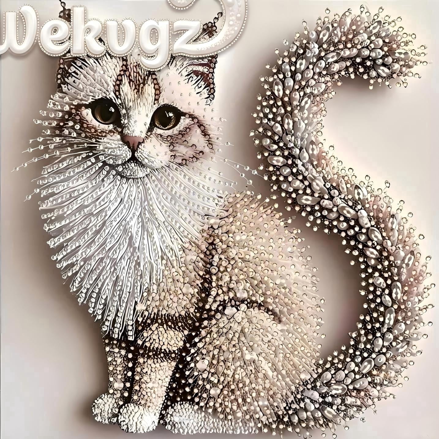 5D Diamond Art Kits for Adults, Cat Diamond Art Craft Painting with Imitation Pearls, Full Drill Gem Wall Decor for Living Room, 11.8 x 11.8 Inch