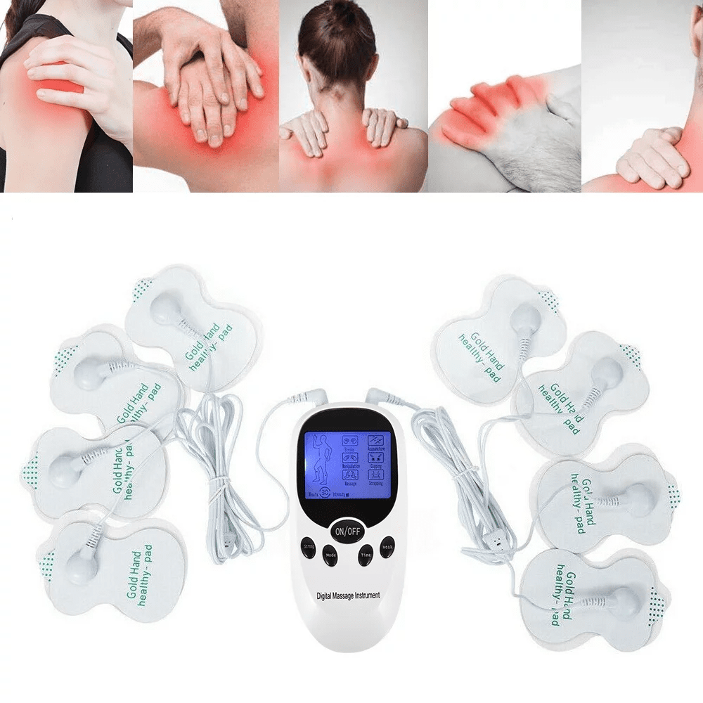 Dznils Tens Machine Unit Usb Electrical Muscle Stimulator Massager Pulse Dual Channel, White