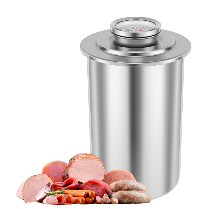 Lzvxtym Lunch Meat Press Stainless Steel Meat Press Cooker Burger Press Patty Maker with Thermometer,6.6"