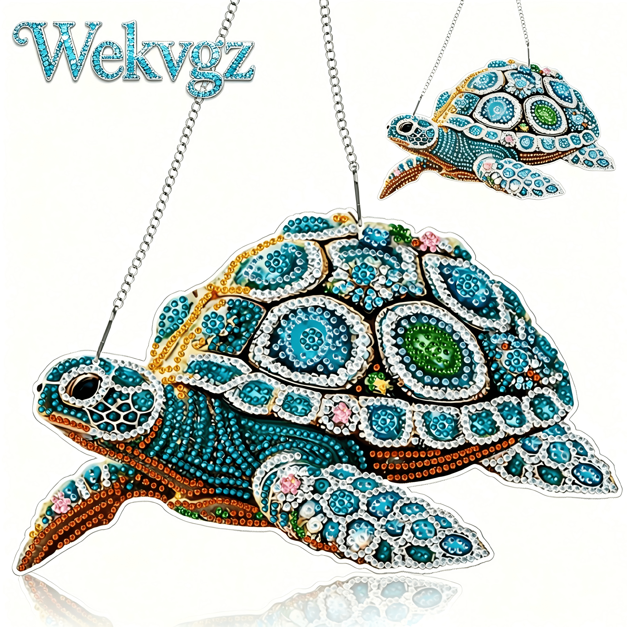 Sea Turtle 5D Diamond Art Kit for Adult Acrylic Window Hanging Decor Painting with Special Shape Crystal Dots 7.8"